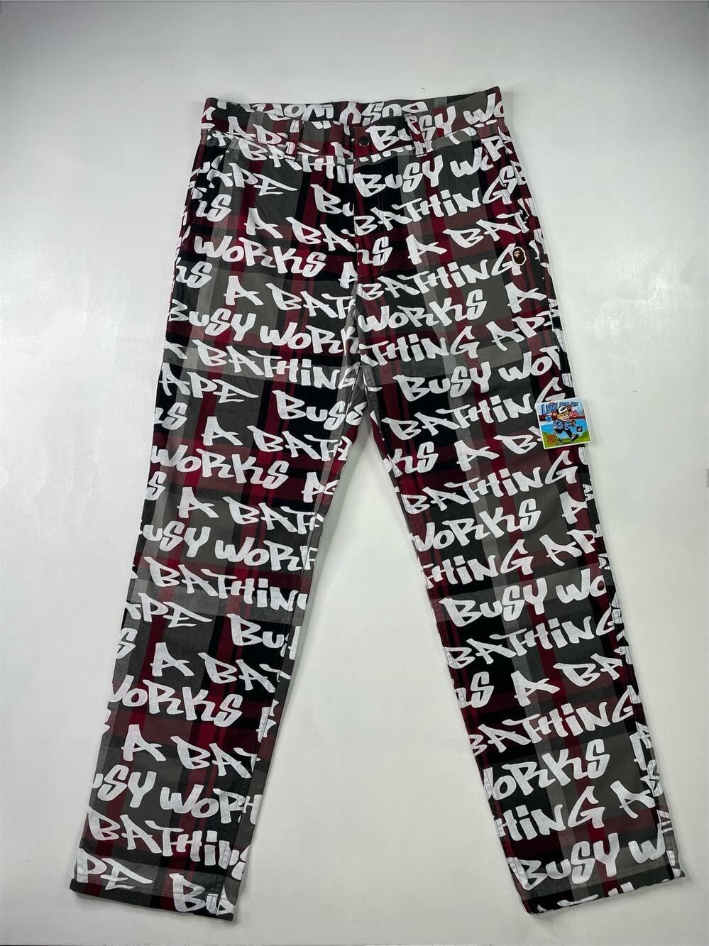BAPE graffiti check one point relaxed fit pants
